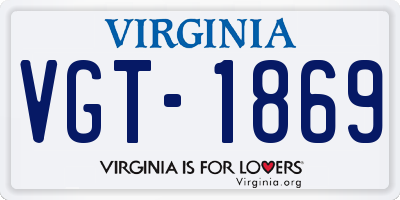 VA license plate VGT1869