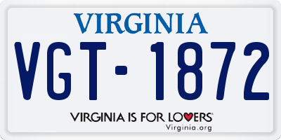 VA license plate VGT1872