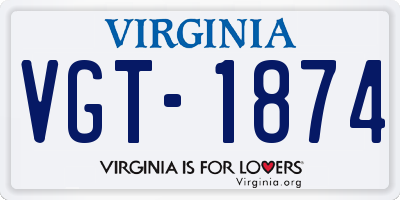 VA license plate VGT1874