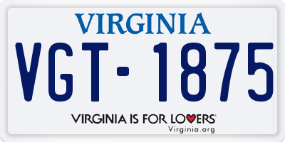 VA license plate VGT1875