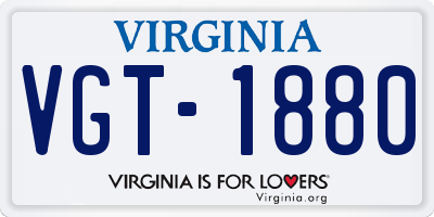 VA license plate VGT1880