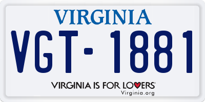 VA license plate VGT1881