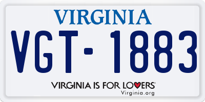 VA license plate VGT1883