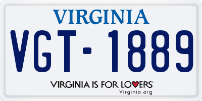 VA license plate VGT1889