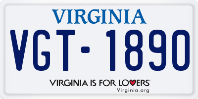VA license plate VGT1890