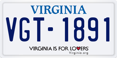 VA license plate VGT1891