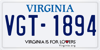 VA license plate VGT1894