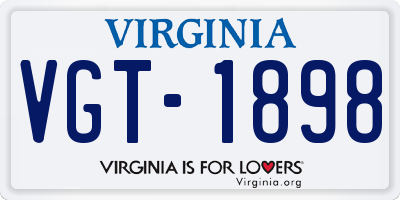 VA license plate VGT1898