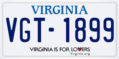 VA license plate VGT1899