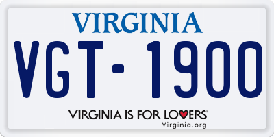 VA license plate VGT1900