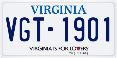 VA license plate VGT1901