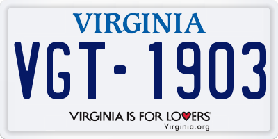 VA license plate VGT1903