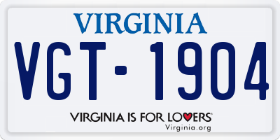 VA license plate VGT1904