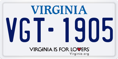 VA license plate VGT1905