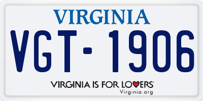 VA license plate VGT1906