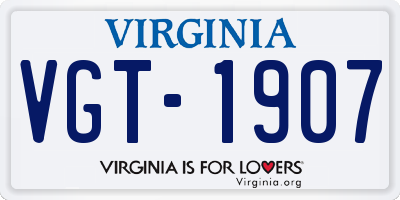VA license plate VGT1907