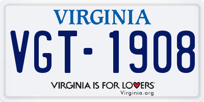 VA license plate VGT1908