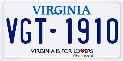 VA license plate VGT1910