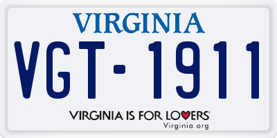 VA license plate VGT1911