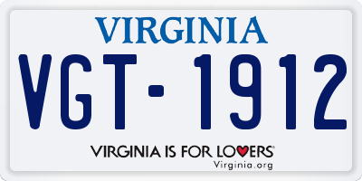 VA license plate VGT1912