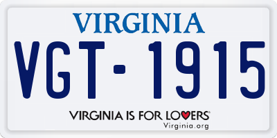 VA license plate VGT1915