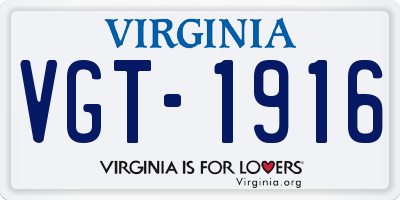 VA license plate VGT1916