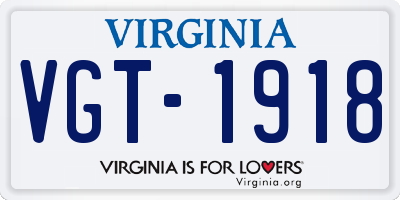 VA license plate VGT1918