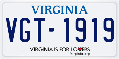 VA license plate VGT1919