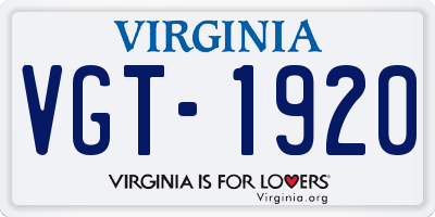 VA license plate VGT1920