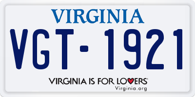 VA license plate VGT1921