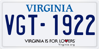 VA license plate VGT1922