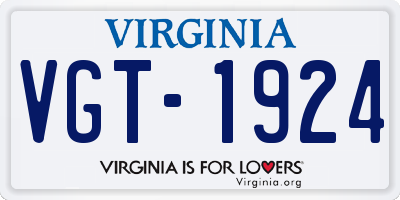VA license plate VGT1924