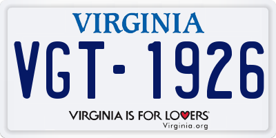 VA license plate VGT1926