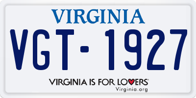 VA license plate VGT1927