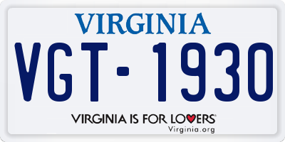 VA license plate VGT1930