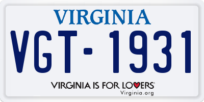 VA license plate VGT1931