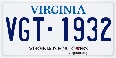 VA license plate VGT1932