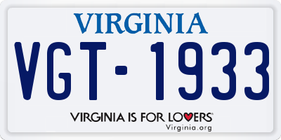 VA license plate VGT1933