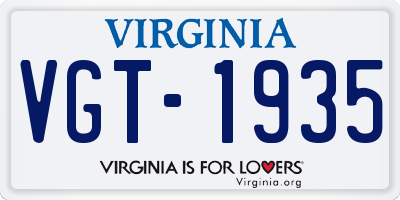 VA license plate VGT1935