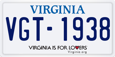 VA license plate VGT1938