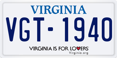 VA license plate VGT1940