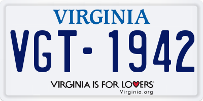 VA license plate VGT1942