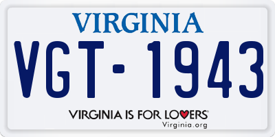 VA license plate VGT1943
