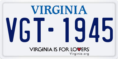 VA license plate VGT1945