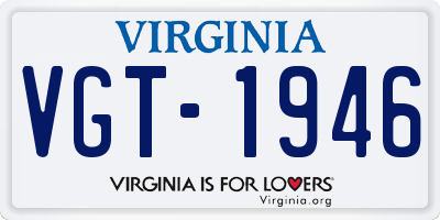 VA license plate VGT1946