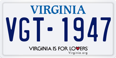 VA license plate VGT1947