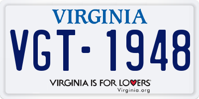 VA license plate VGT1948