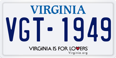 VA license plate VGT1949