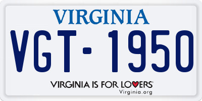 VA license plate VGT1950