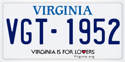 VA license plate VGT1952
